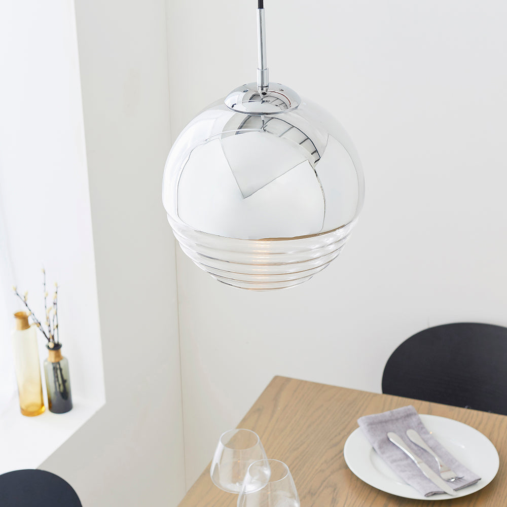 Endon Lighting 68959 Paloma 1Lt Pendant Chrome Plate & Clear Ribbed Glass