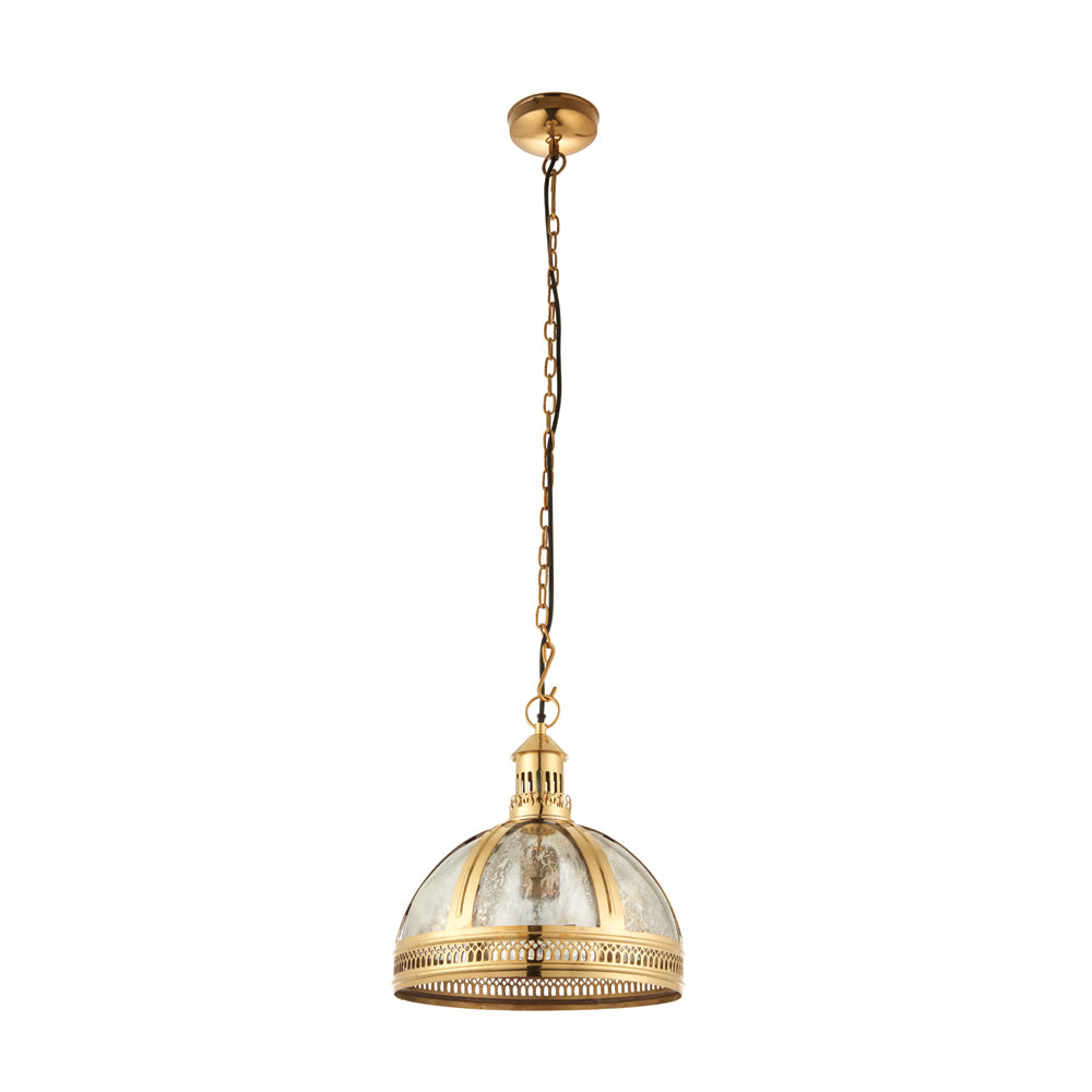 Endon Lighting 69776 Vienna 1Lt Pendant Solid Brass & Mercury Glass