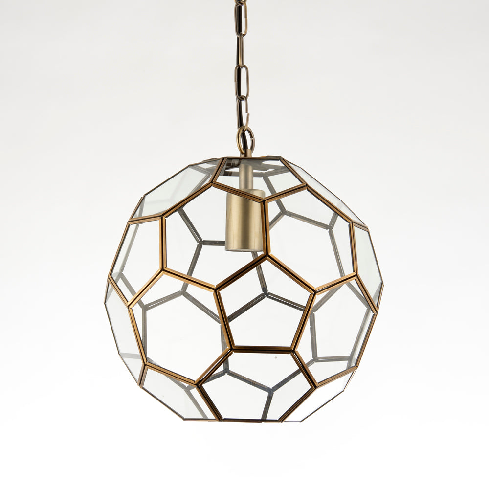 Endon Lighting 69784 Miele 1Lt Pendant Antique Brass Plate & Clear Glass