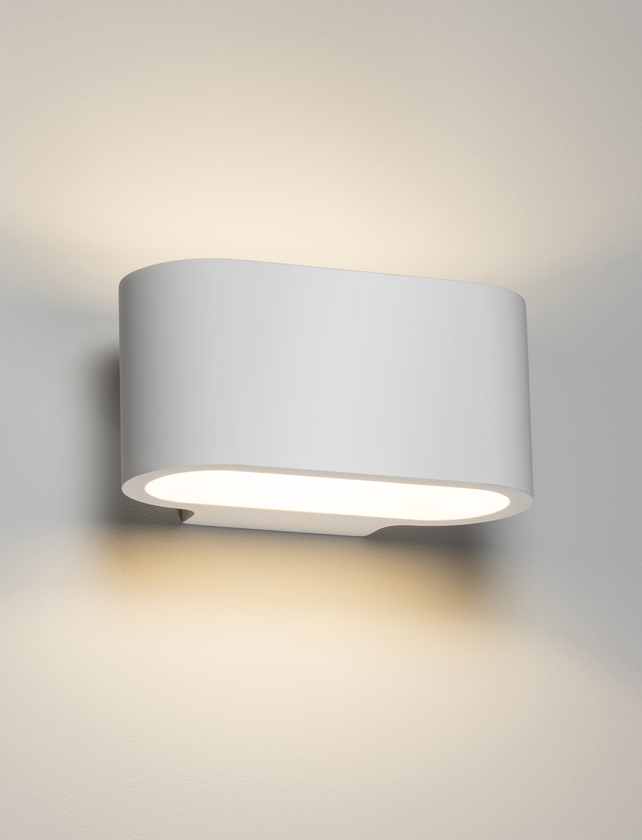 230V G9 40W Curved Up and Down Plaster Wall Light 180mm