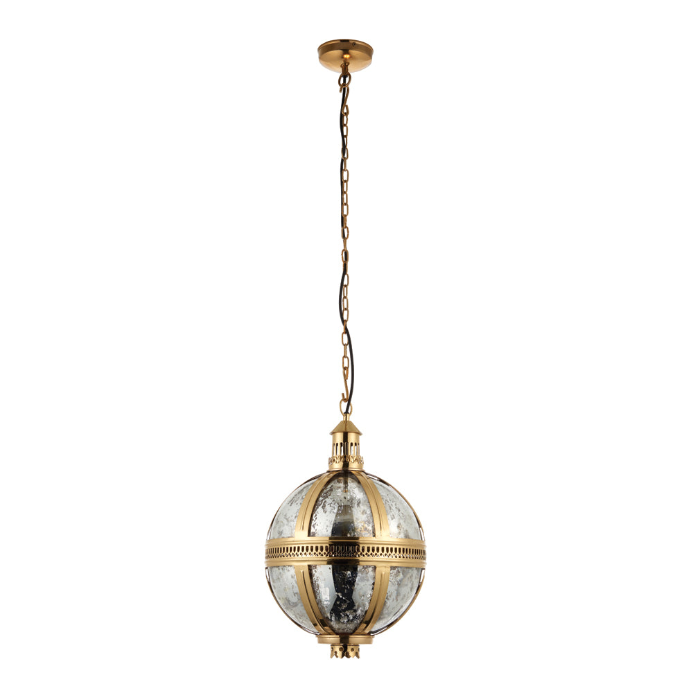 Endon Lighting 70091 Vienna 1Lt Pendant Solid Brass & Mercury Glass