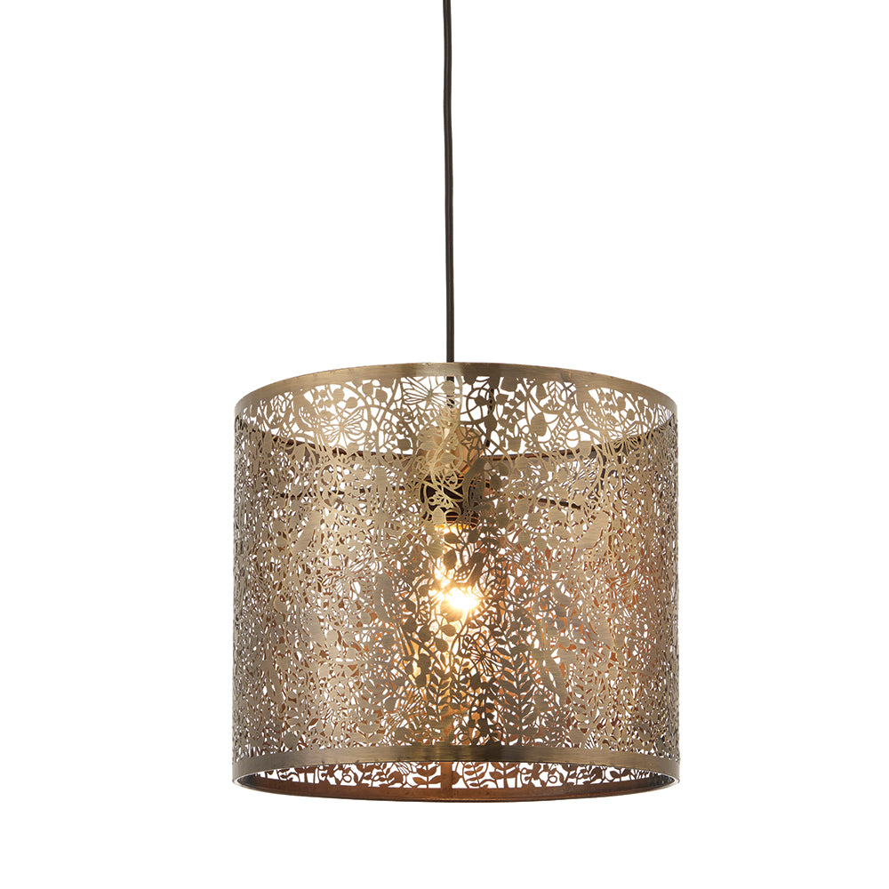 Endon Lighting 70103 Secret Garden 1Lt Pendant Antique Brass Plate