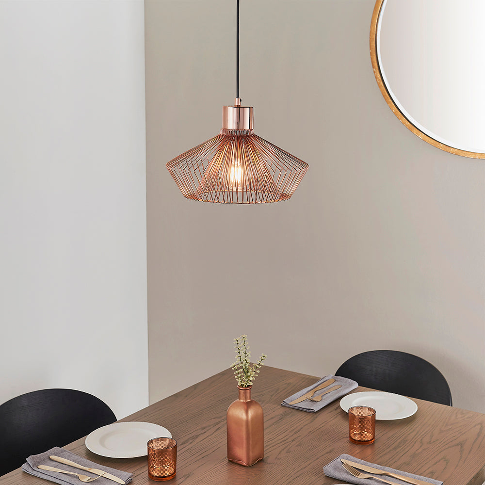Endon Lighting 72813 Kimberley 1Lt Pendant Copper Plate