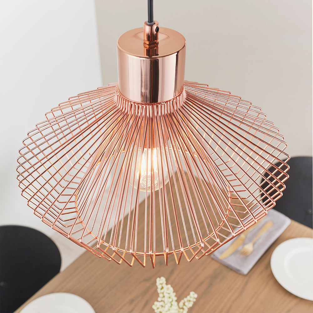 Endon Lighting 72813 Kimberley 1Lt Pendant Copper Plate