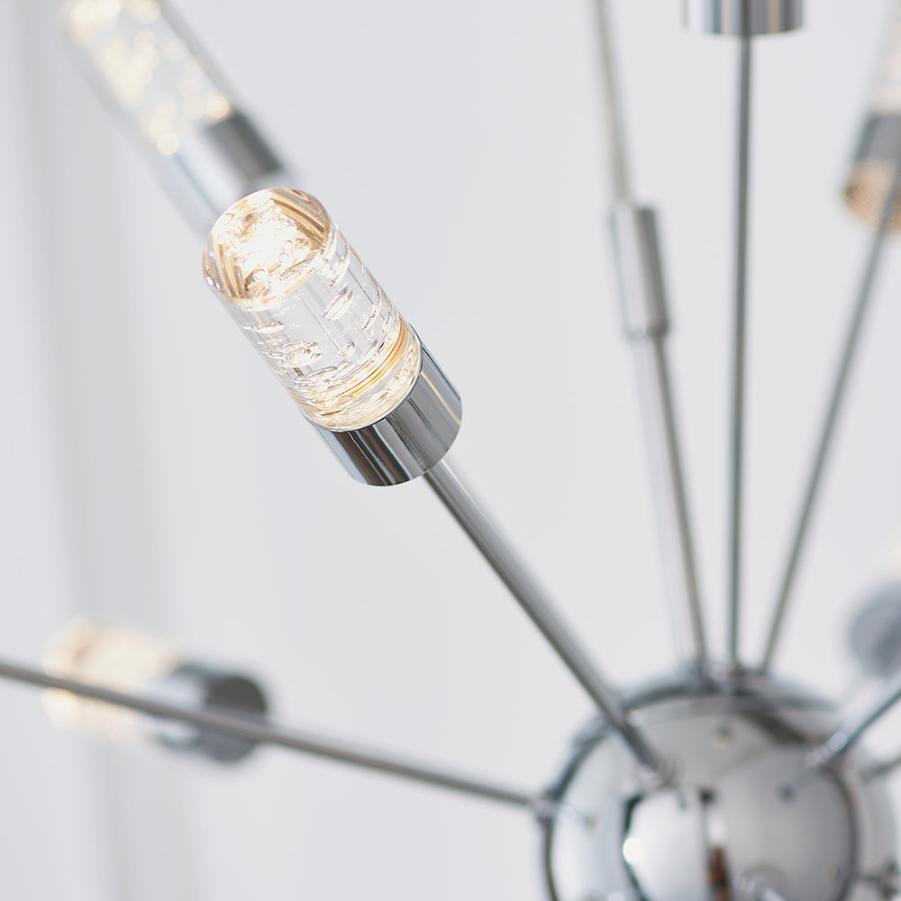 Endon Lighting 73046 Glacier 18Lt Pendant Chrome Plate & Clear Bubble Acrylic