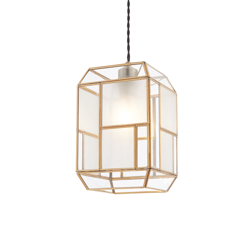 Endon Lighting 73300 Chatsworth 1Lt Pendant Solid Brass & Clear/Frosted Glass