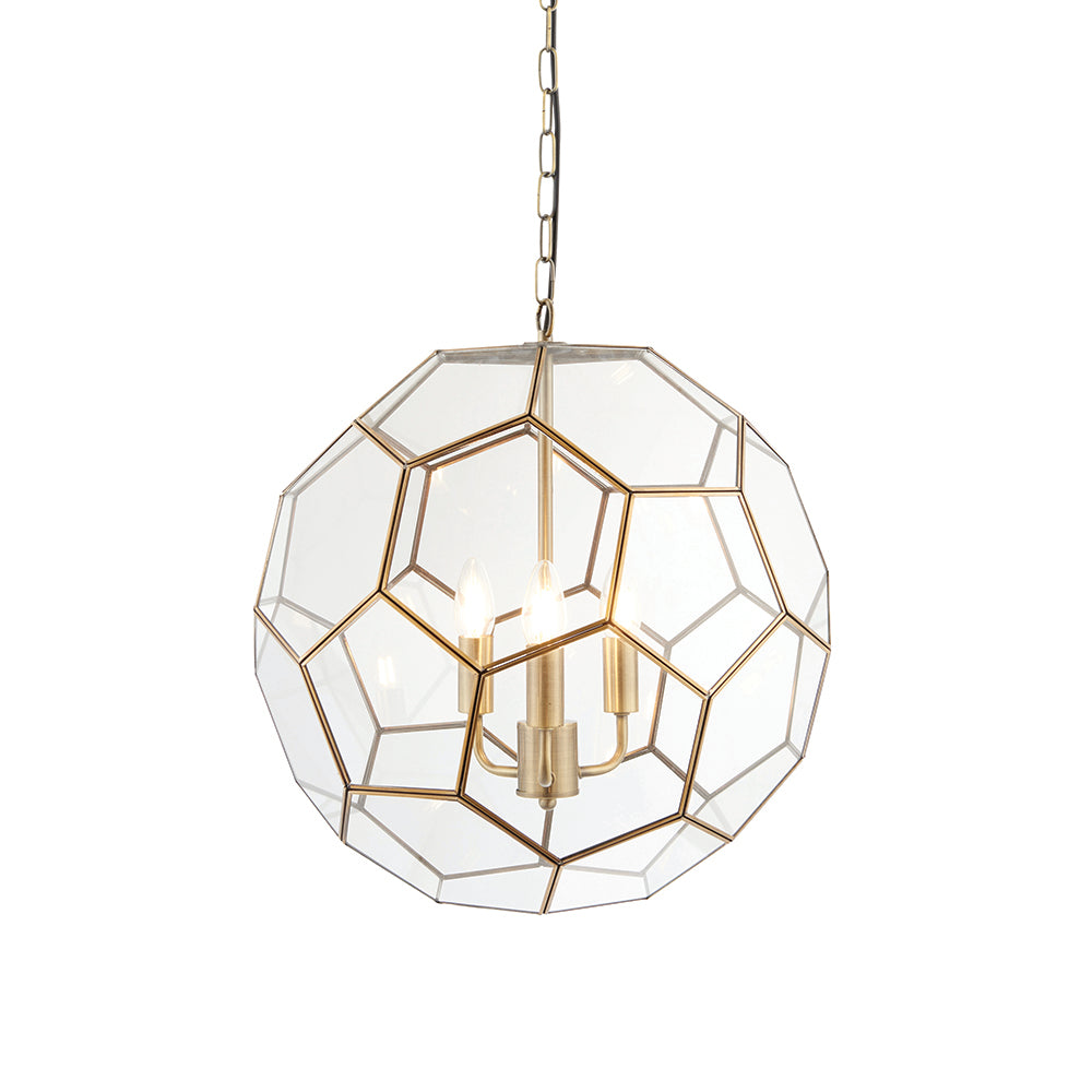 Endon Lighting 73560 Miele 3Lt Pendant Antique Brass Plate & Clear Glass