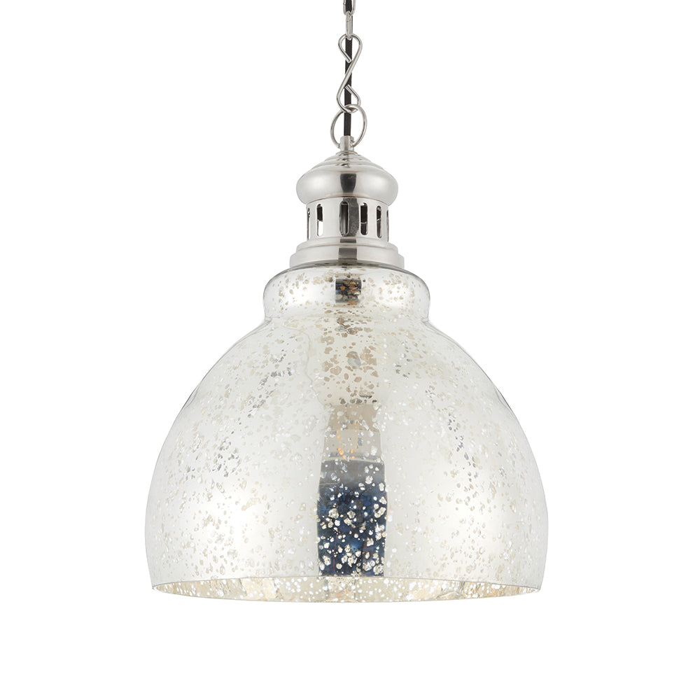 Endon Lighting 73569 Darna 1Lt Pendant Bright Nickel Plate & Mercury Glass