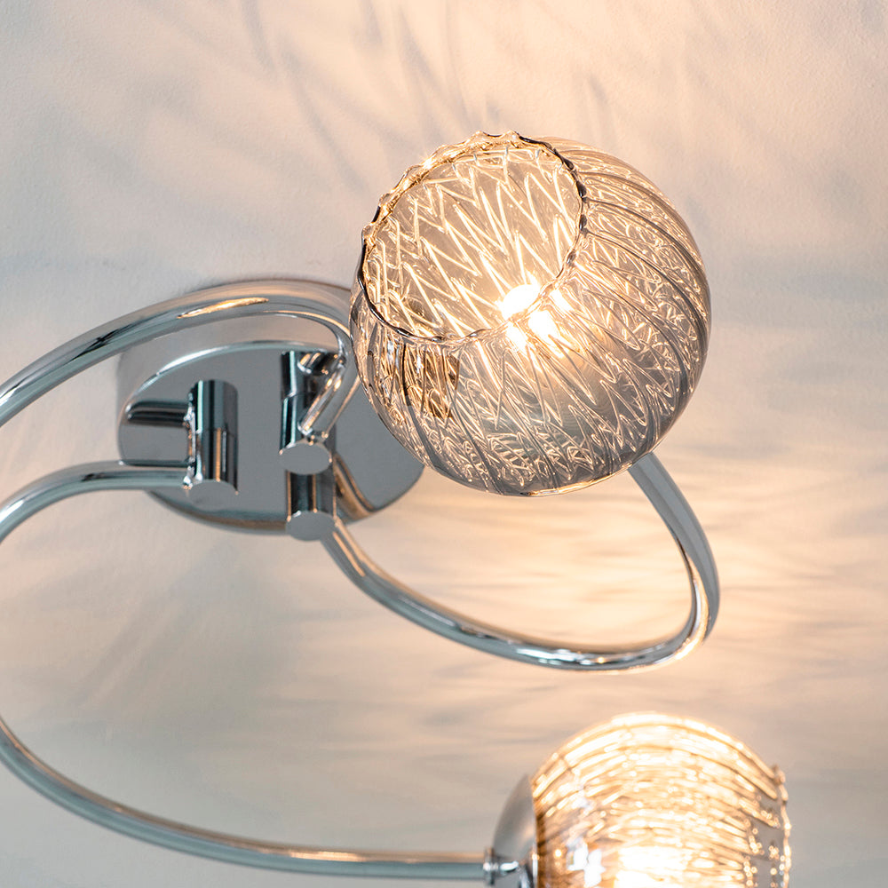 Endon Lighting 73642 Aerith 3Lt Semi Flush Chrome Plate & Smoked Mirror Glass