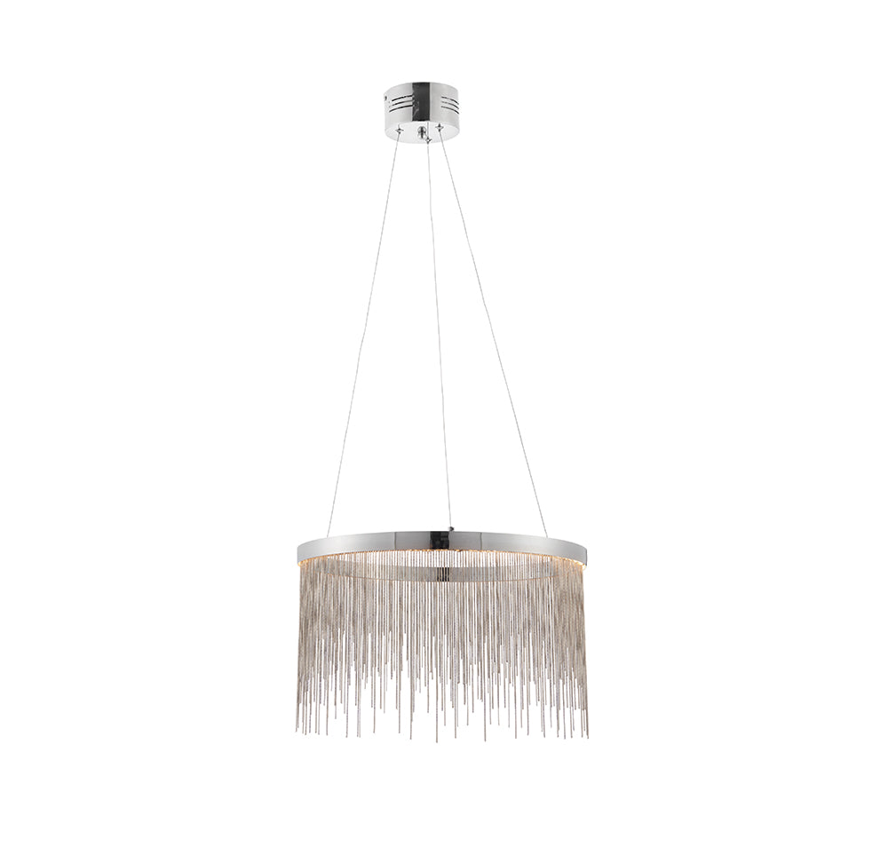 Endon Lighting 73768 Zelma 1Lt Pendant Chrome Plate & Silver Effect Chain