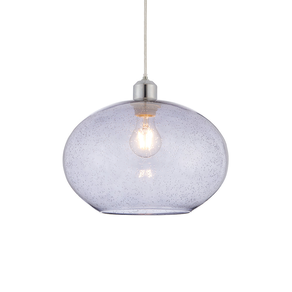 Endon Lighting 73976 Dimitri 1Lt Pendant Grey Glass With Bubbles