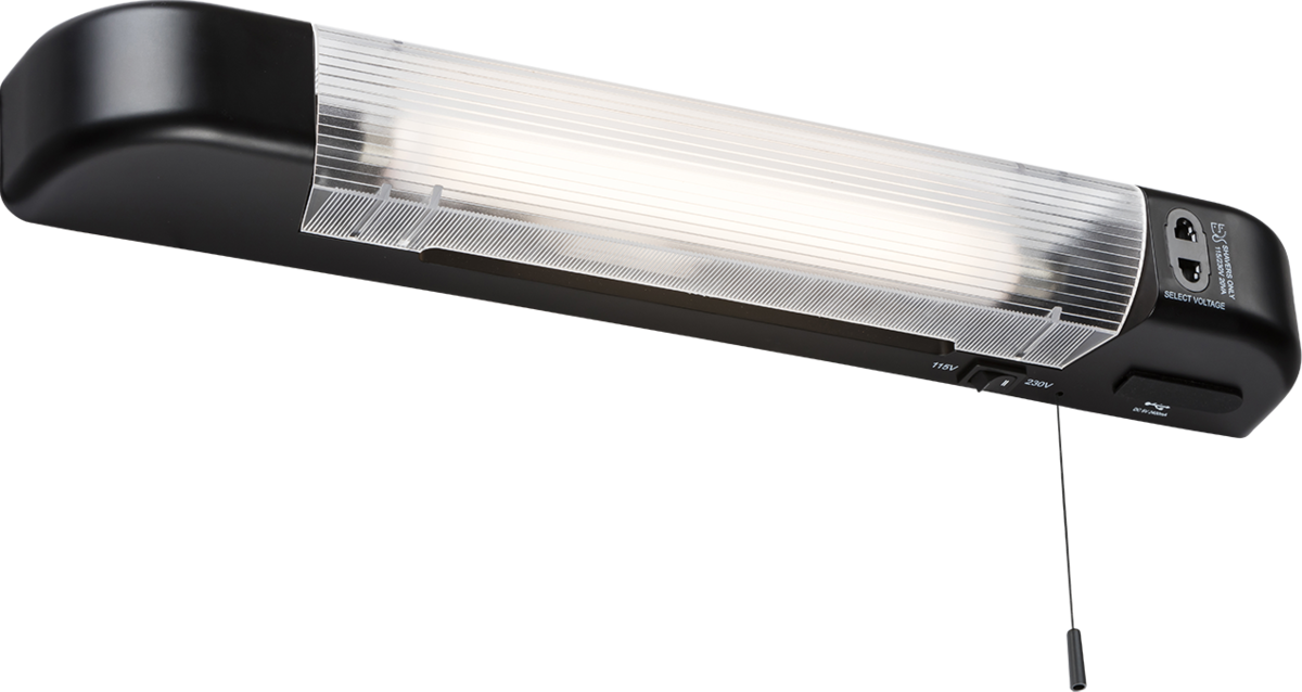 230V IP20 6W LED Shaver Light with Dual USB Charger - Matt Black