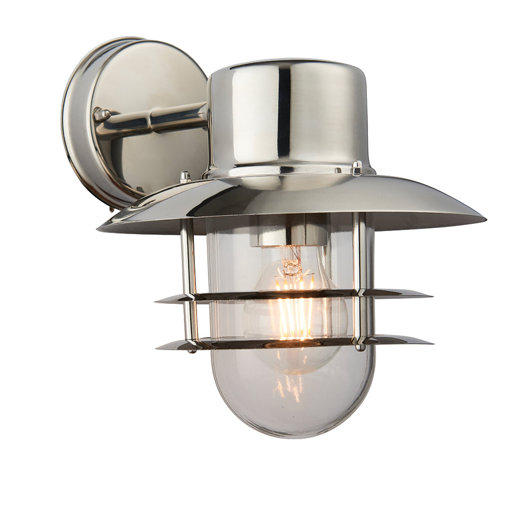 Endon Lighting 74703 Jenson 1Lt Wall Polished Stainless Steel & Clear Glass