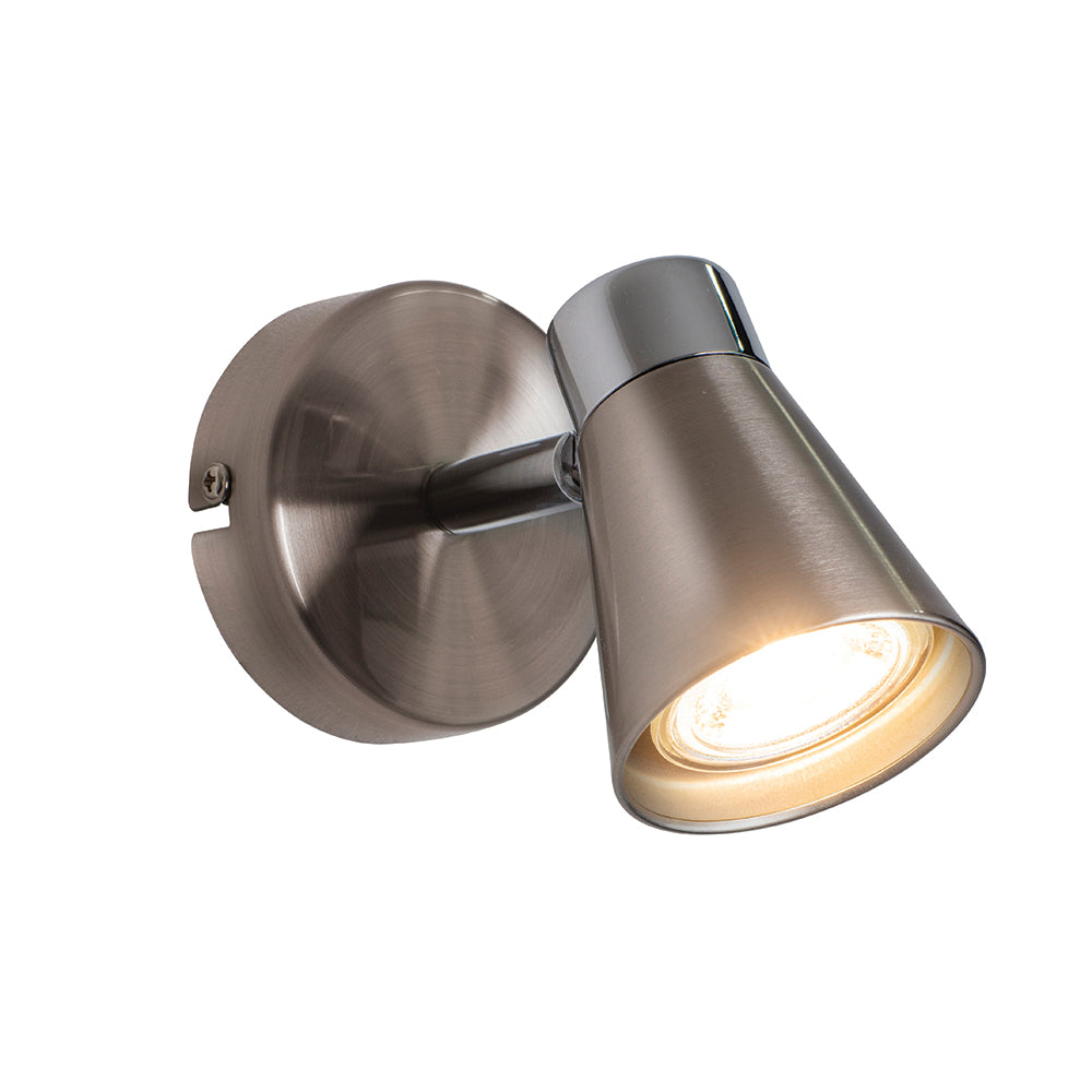 Endon Lighting 76202 Kai 1Lt Spot Satin Nickel & Chrome Plate
