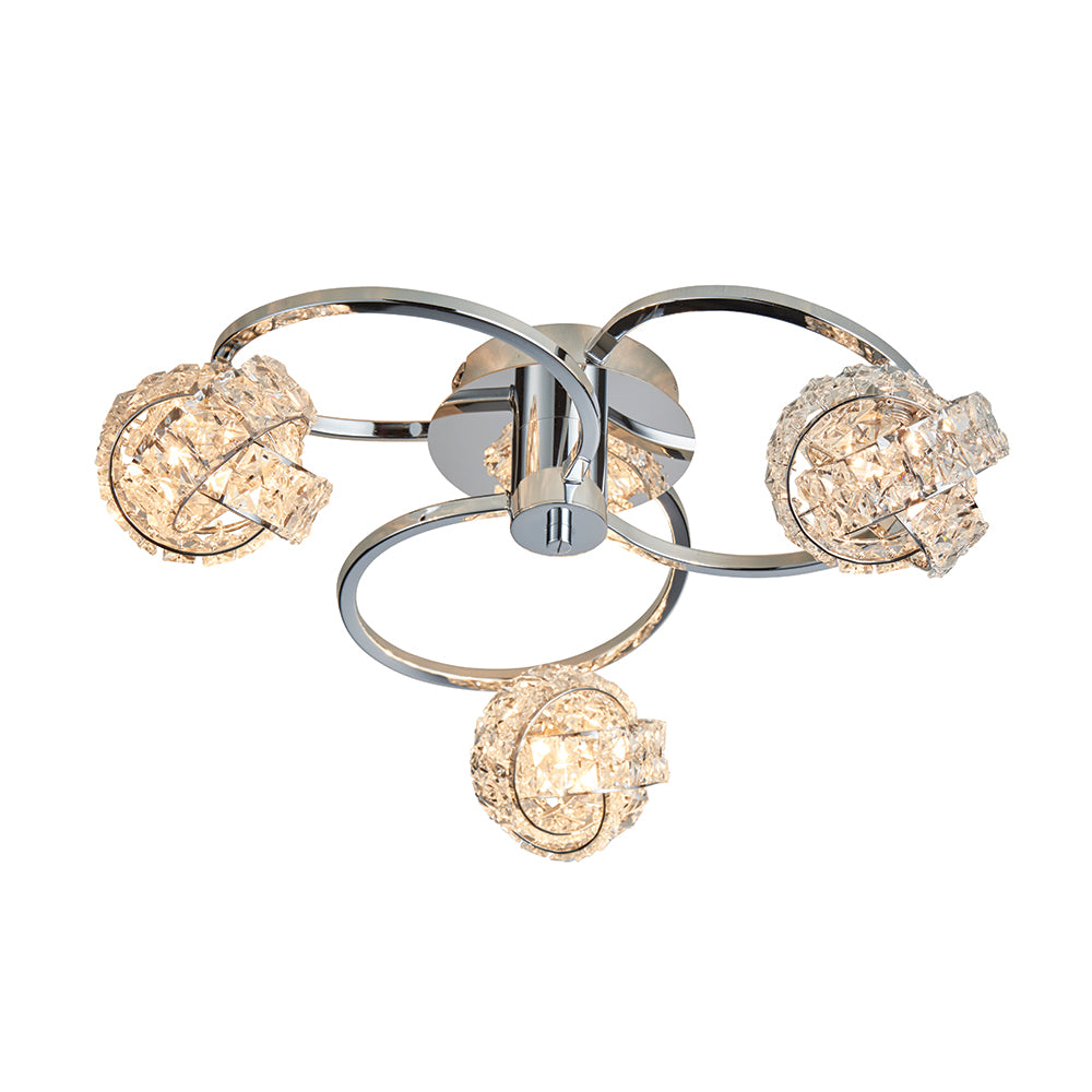 Endon Lighting 76285 Talia 3Lt Semi Flush Chrome Plate & Clear Crystal