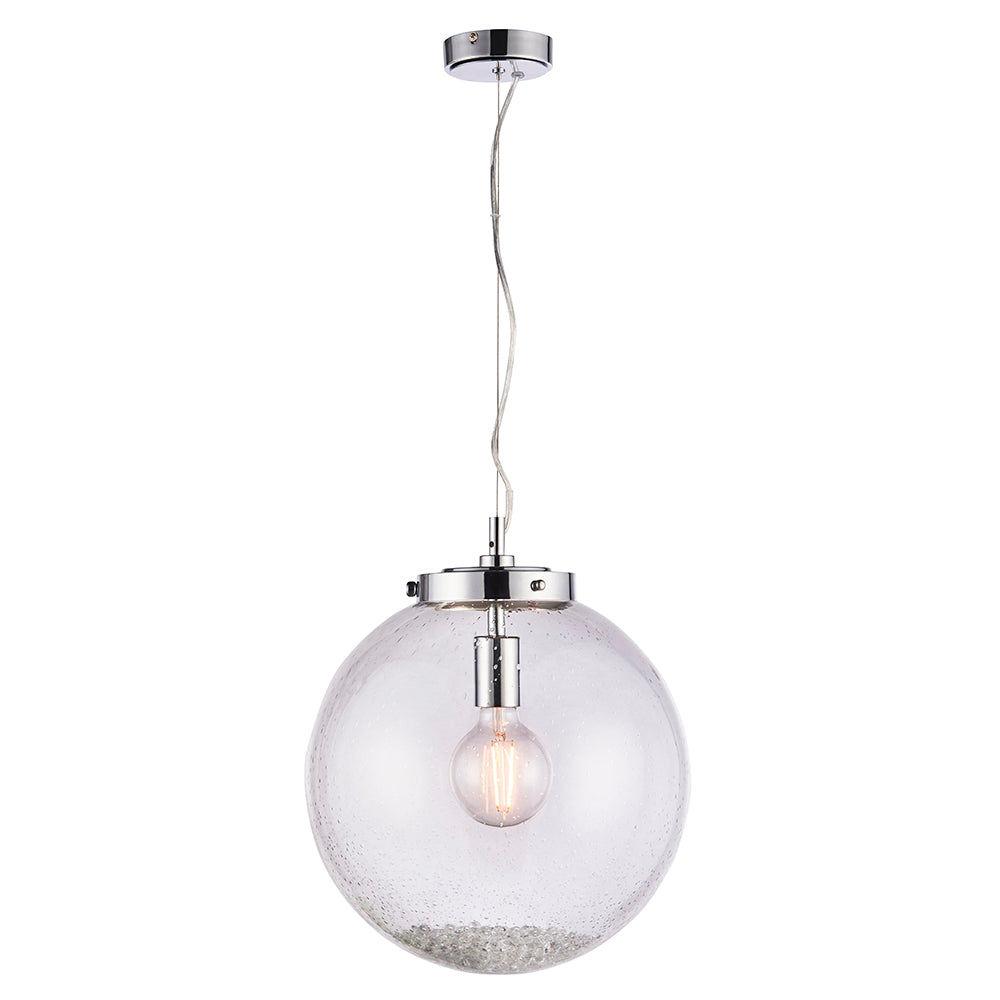 Endon Lighting 76291 Harbour 1Lt Pendant Chrome Plate & Clear Bubble Glass