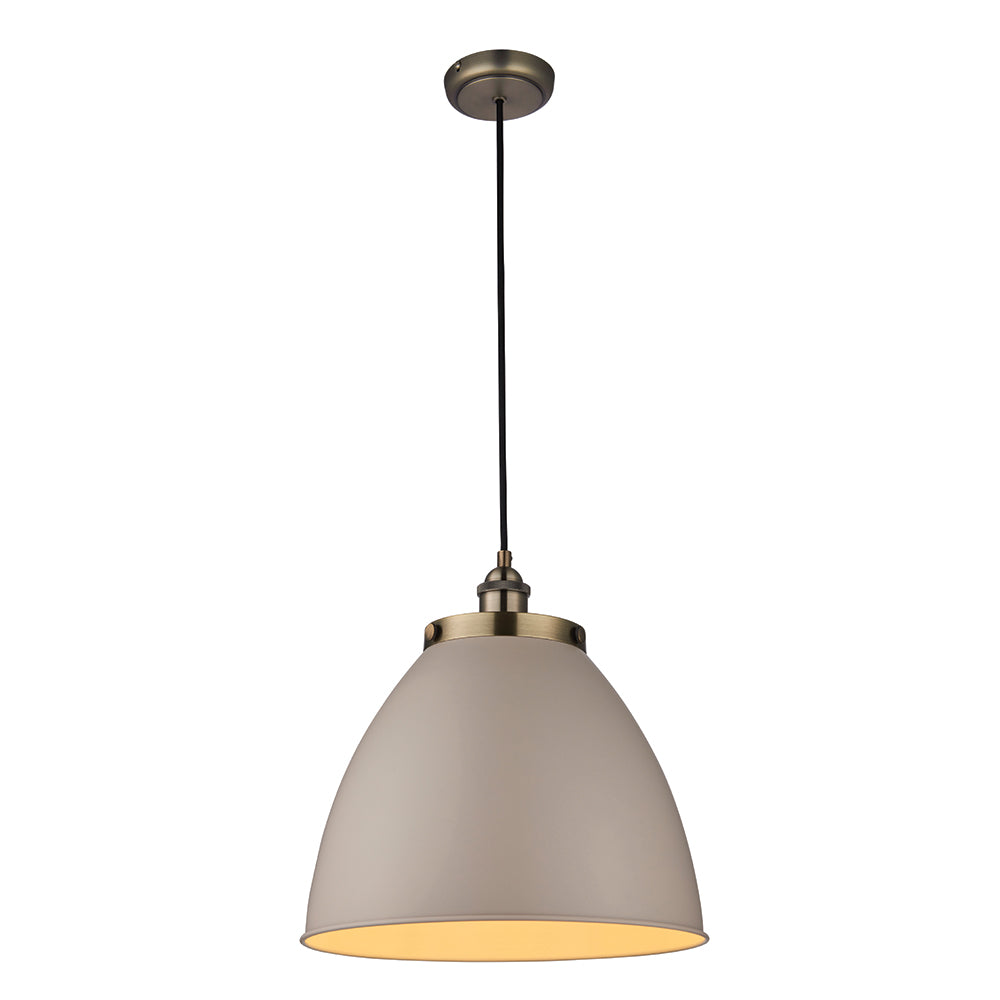 Endon Lighting 76327 Franklin 1Lt Pendant Taupe & Antique Brass Plate