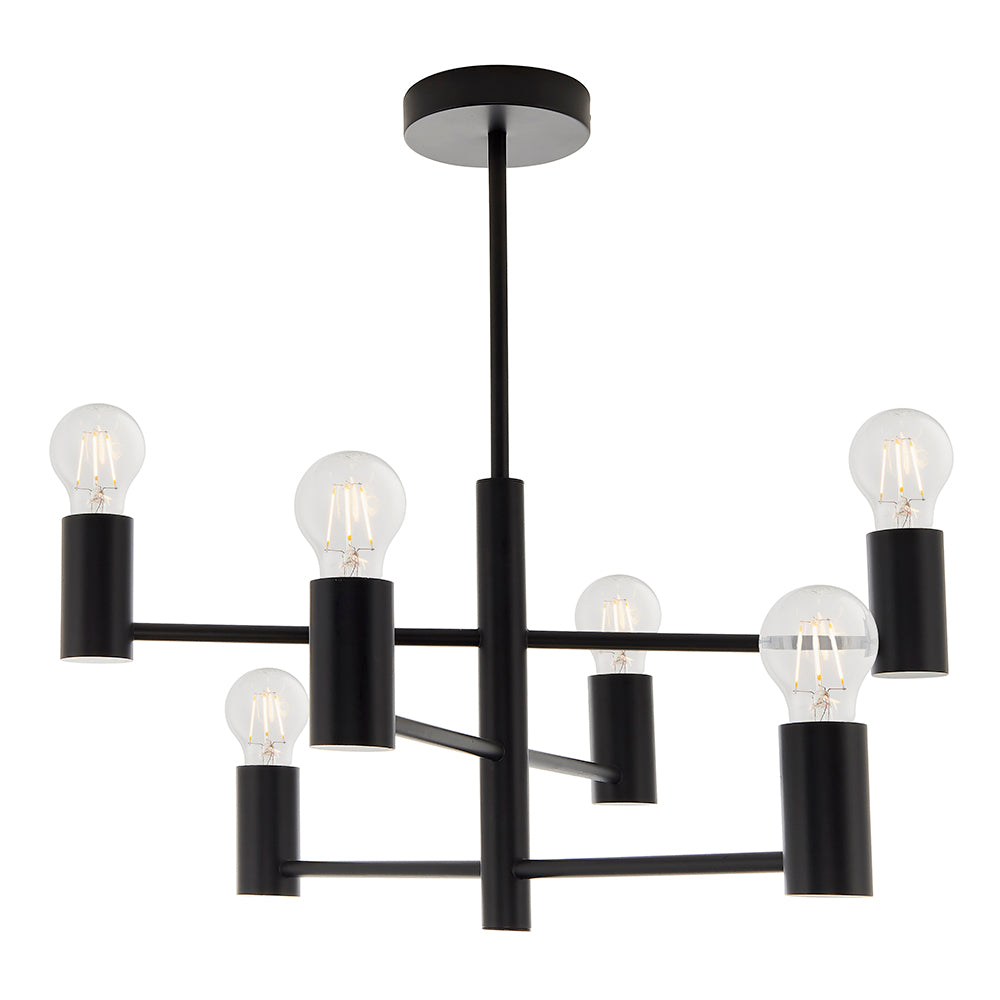 Endon Lighting 76502 Studio 6Lt Semi Flush Matt Black