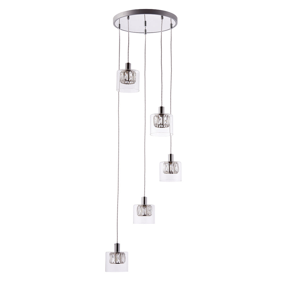 Endon Lighting 76520 Verina 5Lt Pendant Chrome Plate & Clear Glass