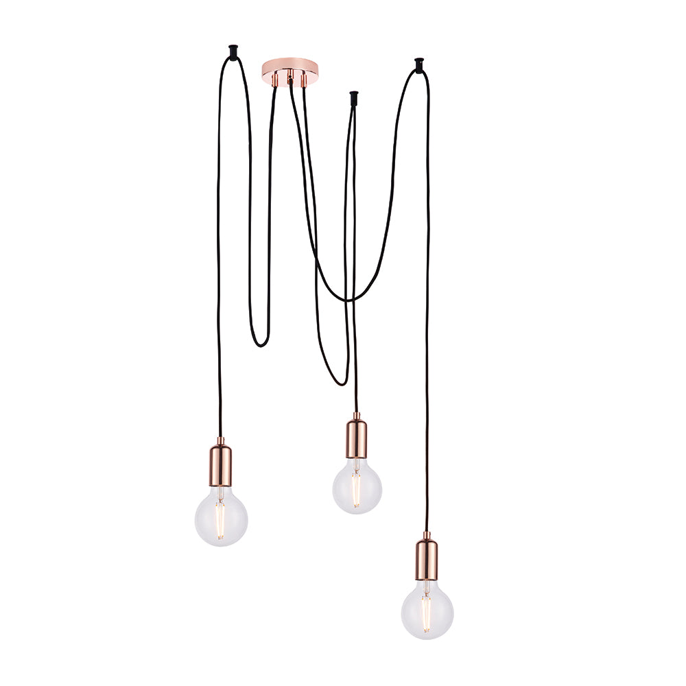 Endon Lighting 76579 Studio 3Lt Pendant Copper Plate
