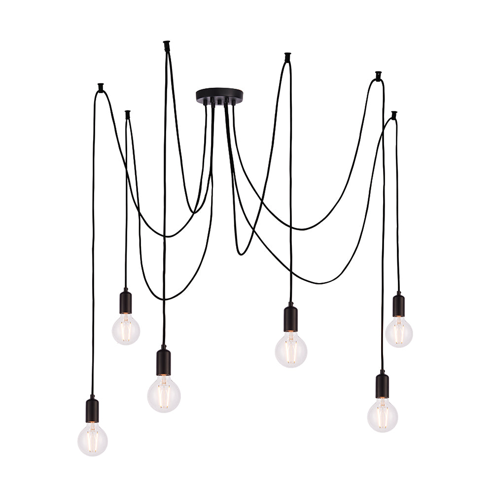 Endon Lighting 76583 Studio 6Lt Pendant Matt Black