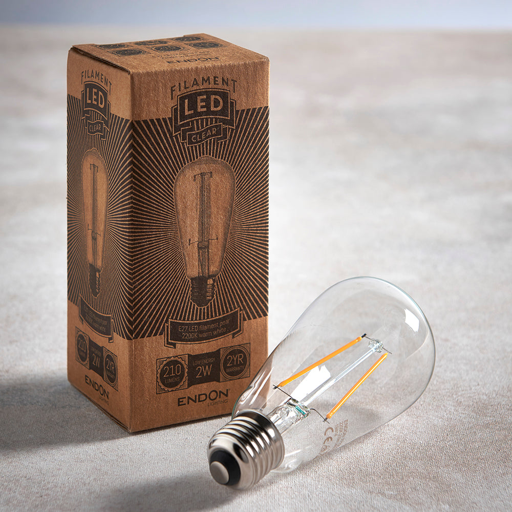Endon Lighting 77106 E27 Led Filament Pear 1Lt Accessory Clear Glass