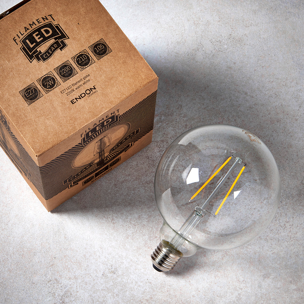 Endon Lighting 77110 E27 Led Filament Globe 1Lt Accessory Clear Glass
