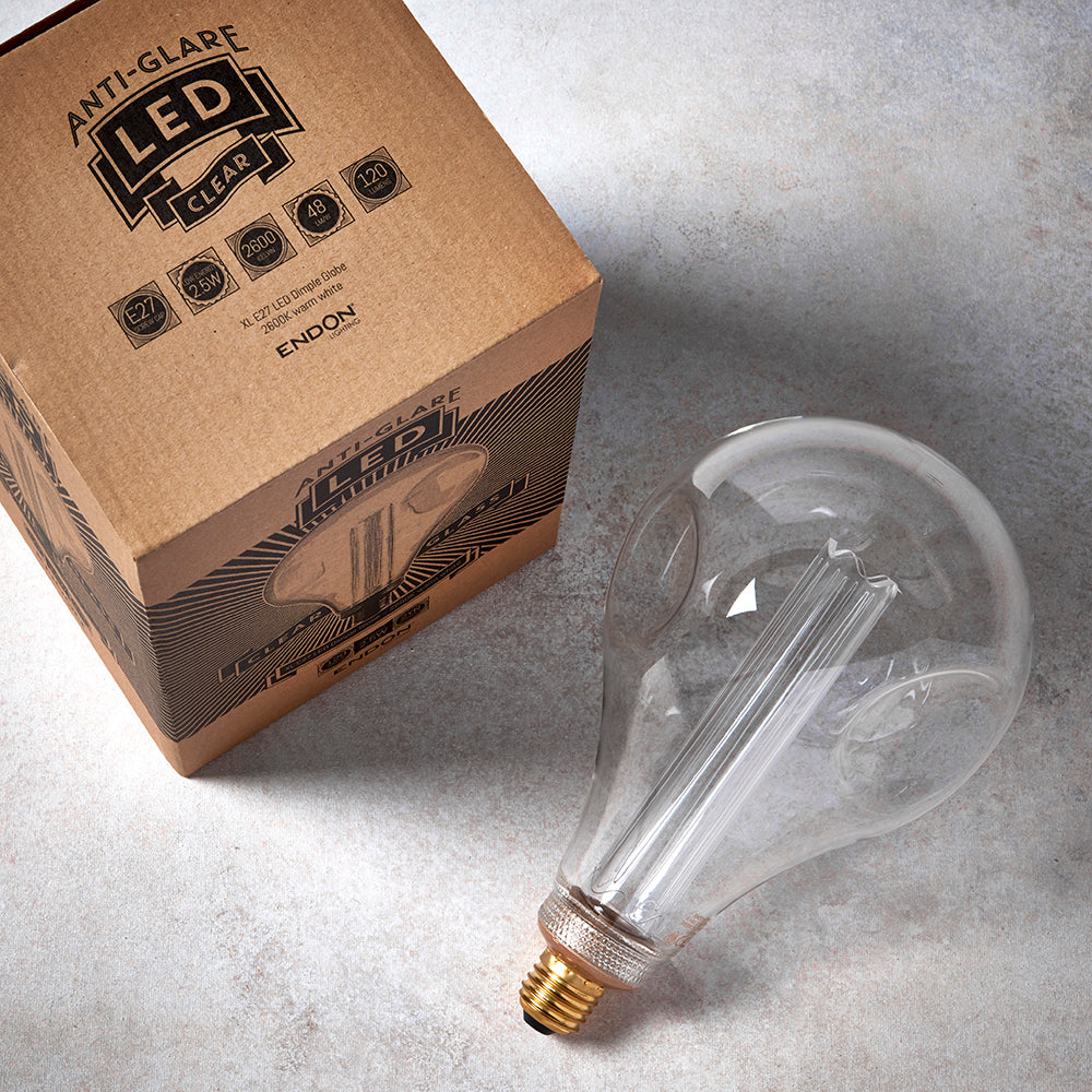 Endon Lighting 77113 Xl E27 Led Dimple Globe 1Lt Accessory Clear Glass