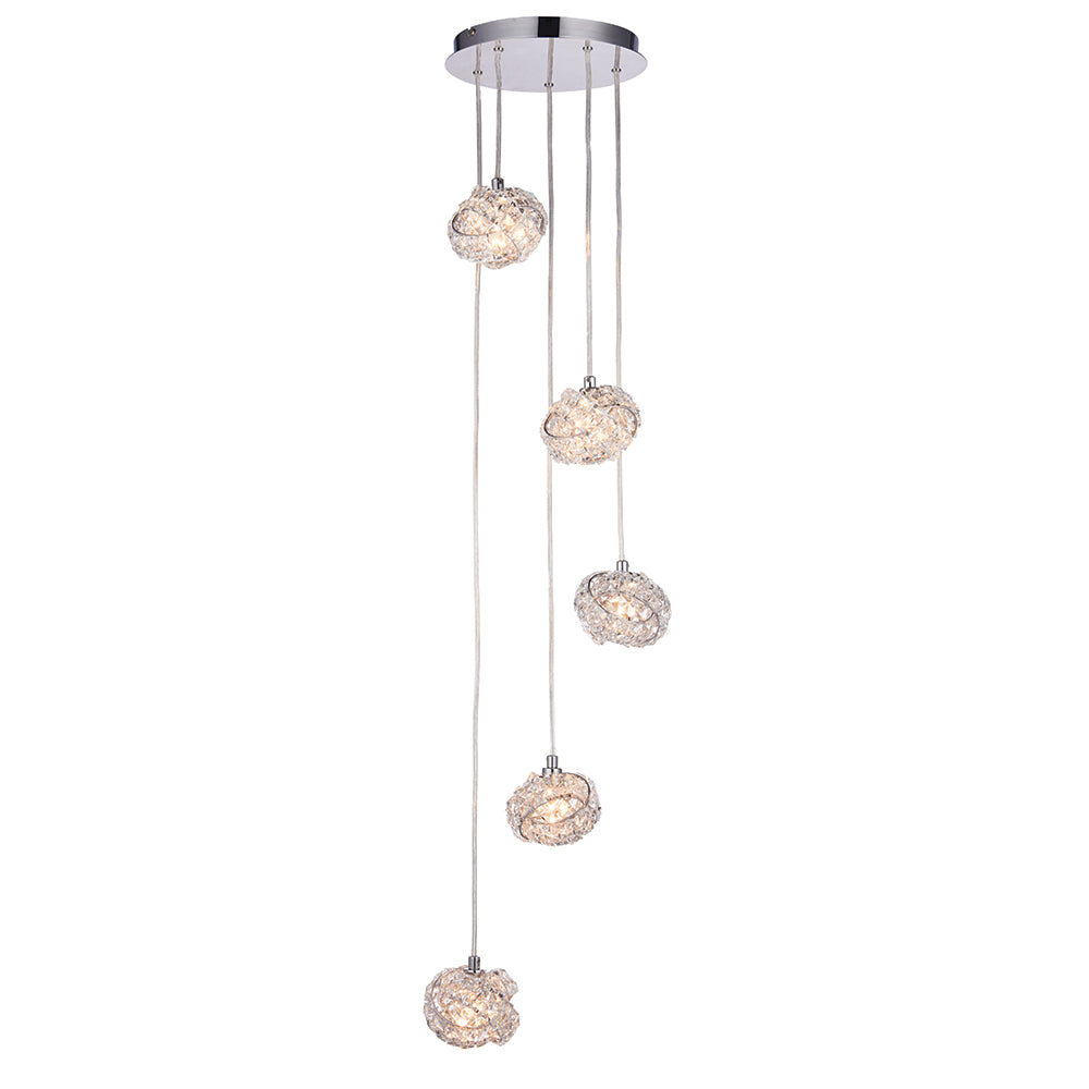 Endon Lighting 77566 Talia 5Lt Pendant Chrome Plate & Clear Crystal