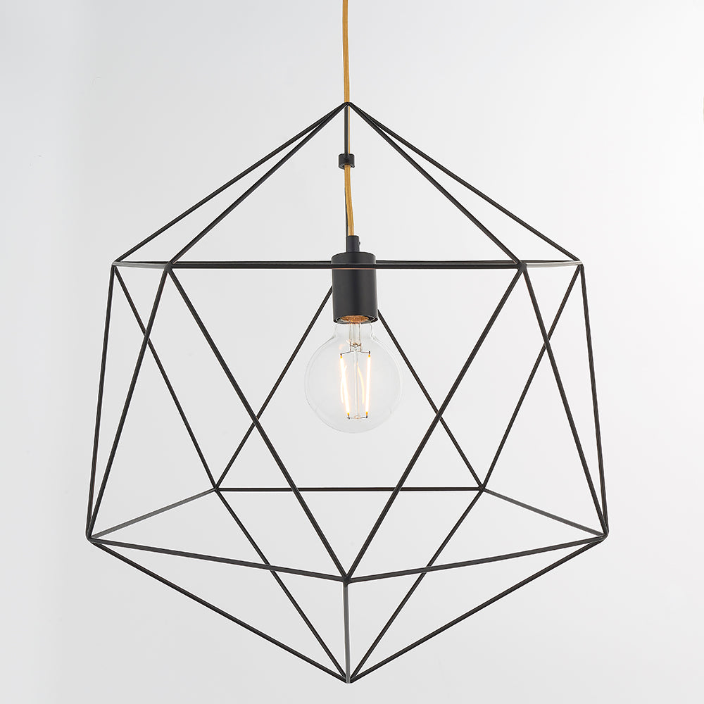 Endon Lighting 79625 Icosa 1Lt Pendant Matt Black