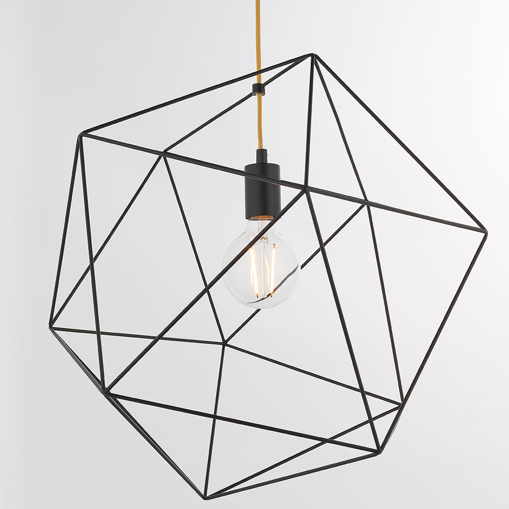 Endon Lighting 79625 Icosa 1Lt Pendant Matt Black