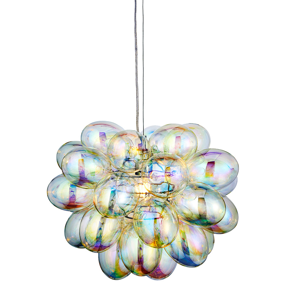 Endon Lighting 80123 Infinity 1Lt Pendant Chrome Plate & Iridescent Glass