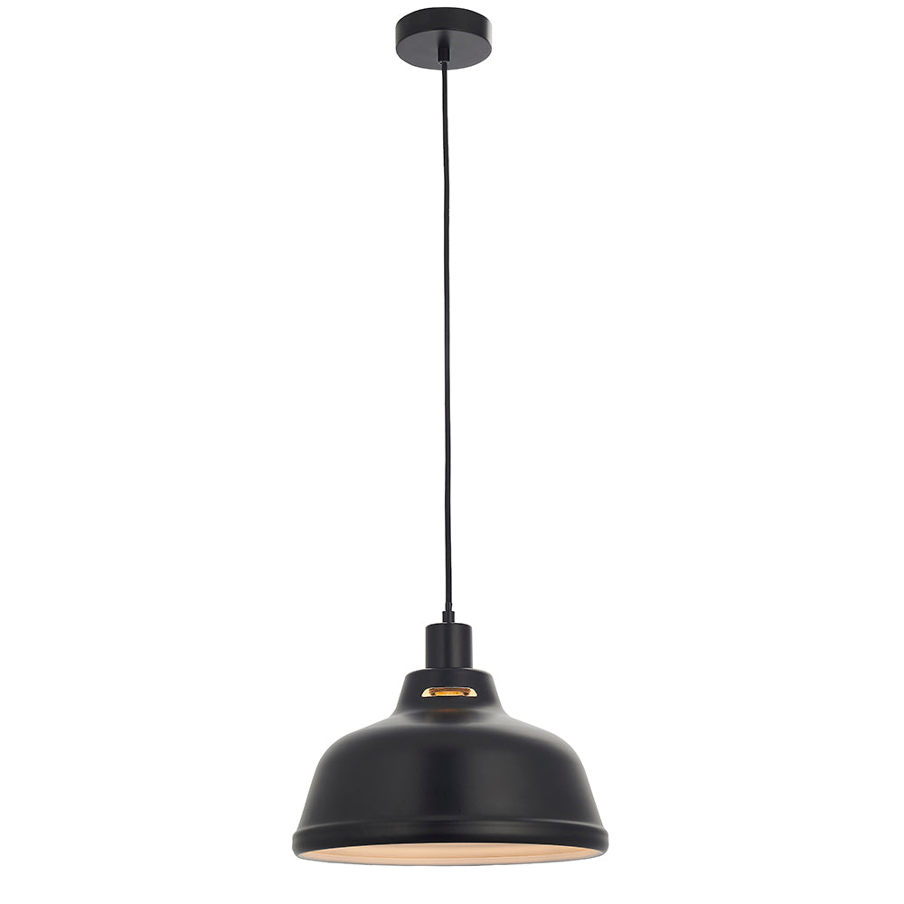Endon Lighting 80646 Mono 1Lt Pendant Easyfit Matt Black & Matt White Paint