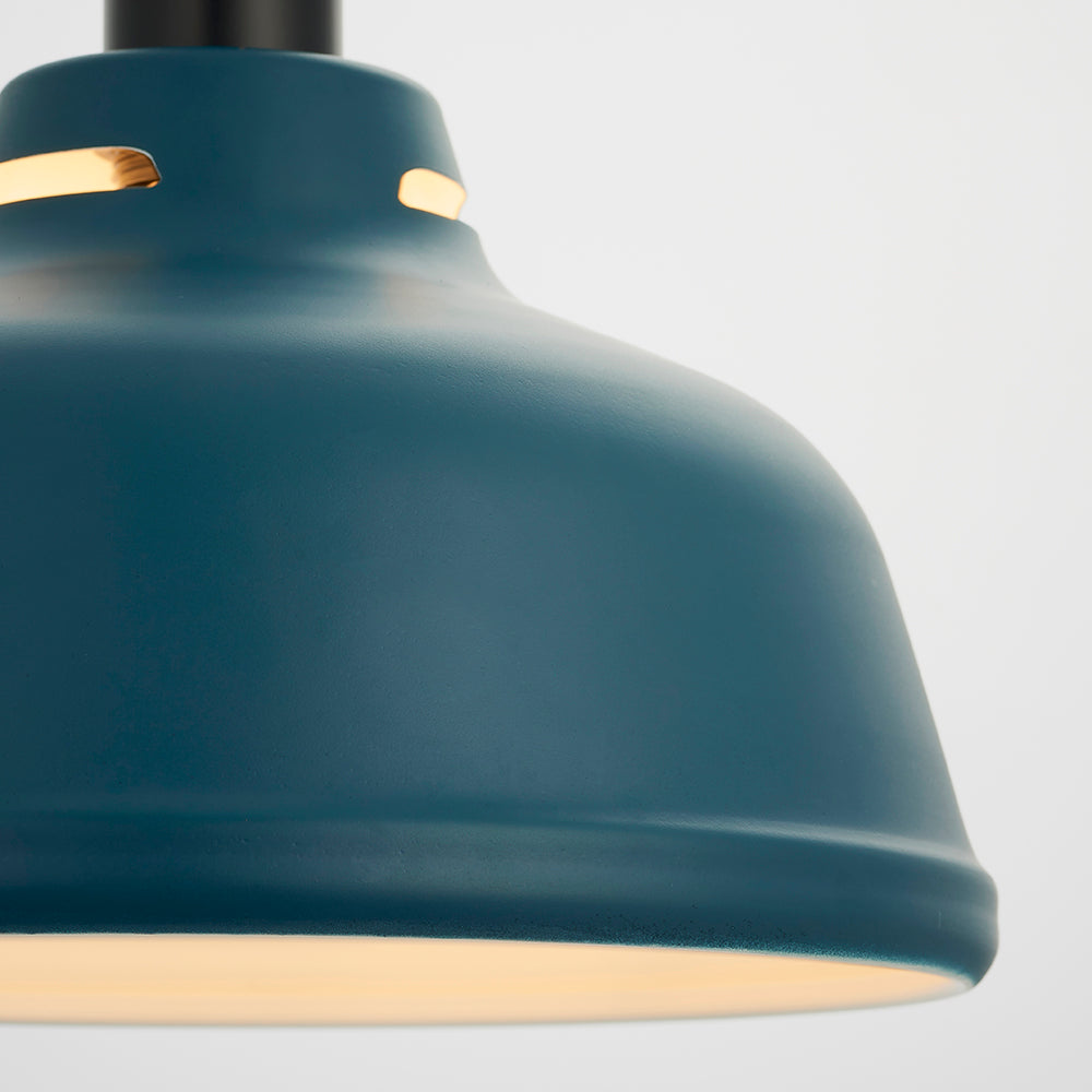 Endon Lighting 80647 Mono 1Lt Pendant Easyfit Matt Ink Blue & Matt White Paint