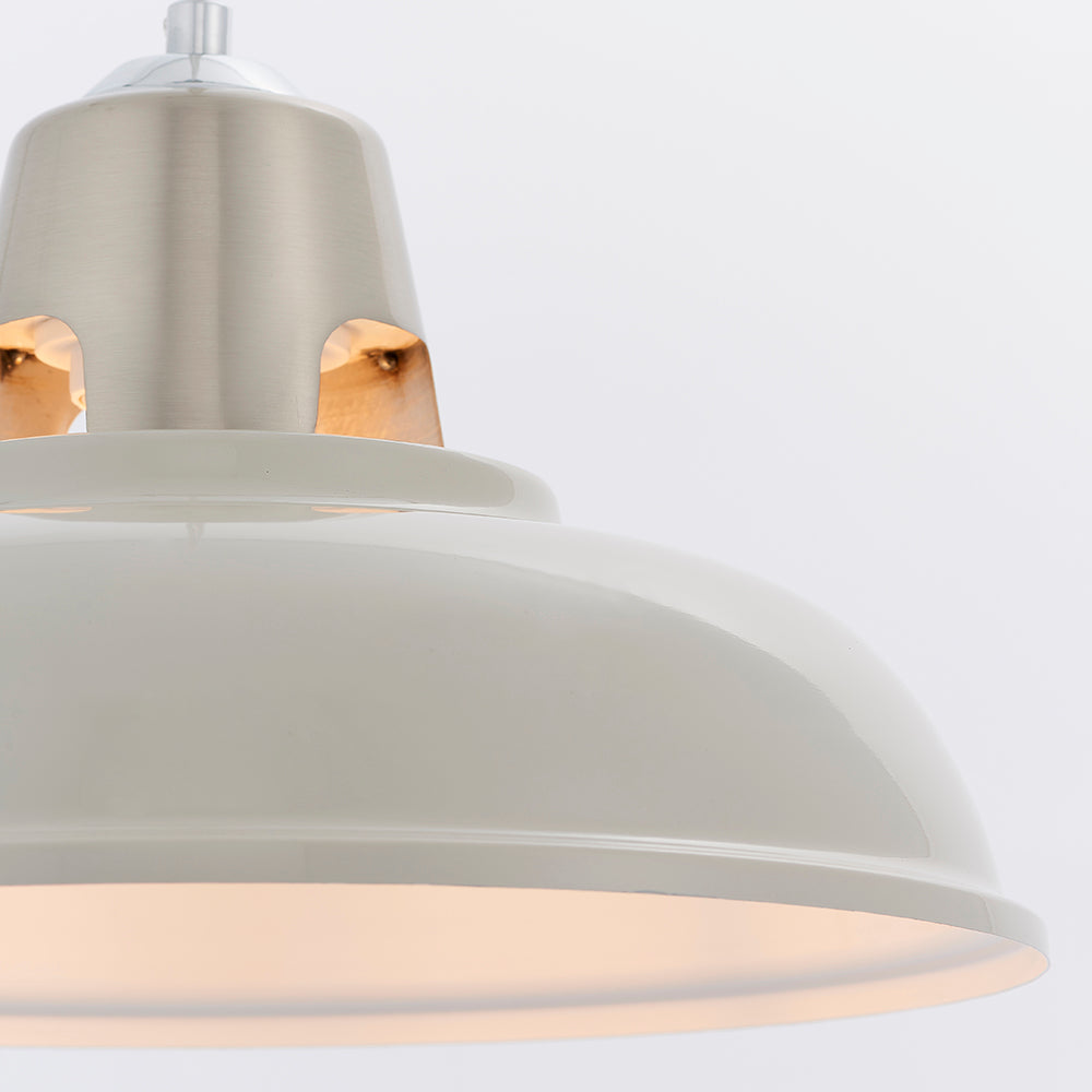 Endon Lighting 80660 Henley 1Lt Pendant Easyfit Gloss Taupe & Satin Nickel Plate