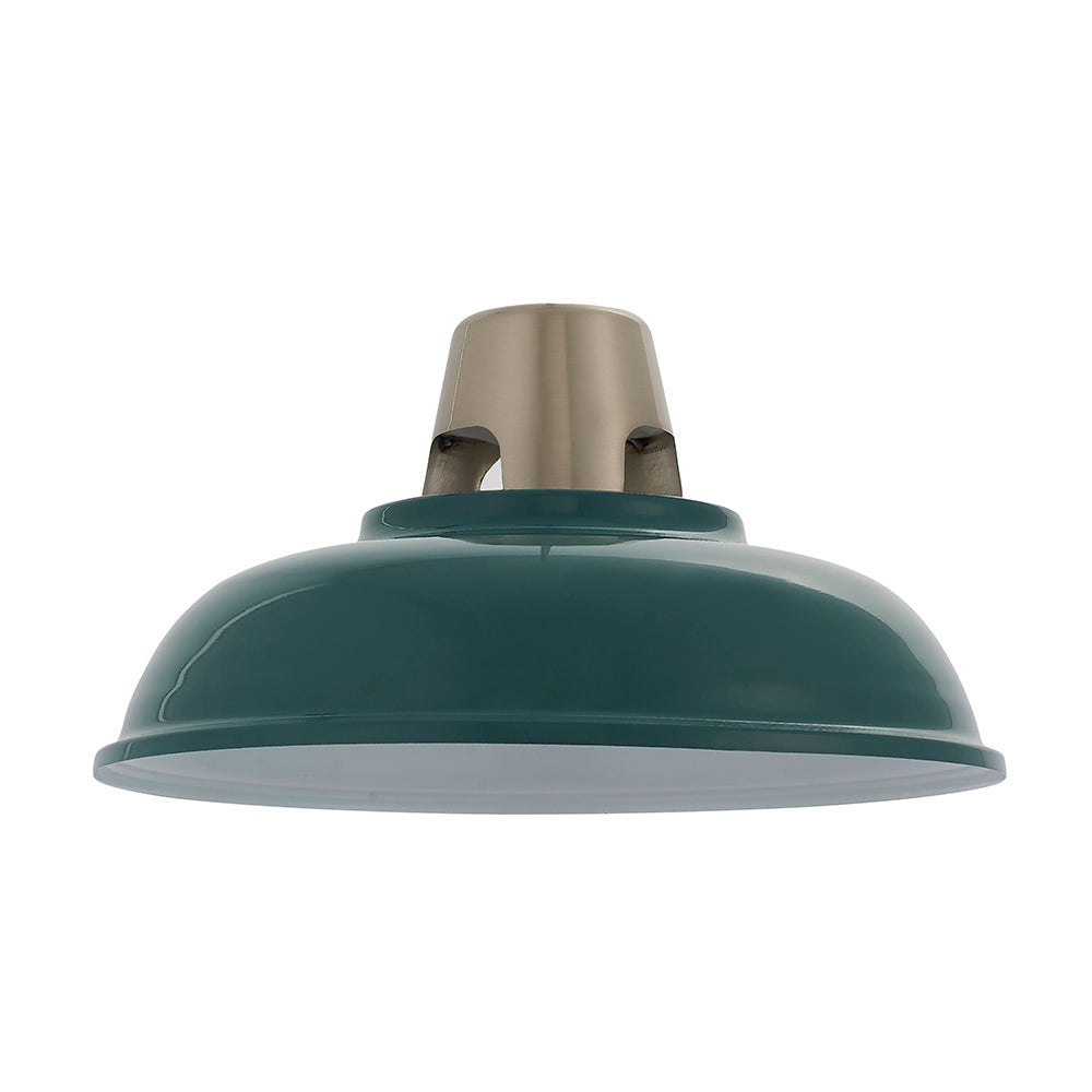 Endon Lighting 80661 Henley 1Lt Pendant Easyfit Gloss Mallard Green & Satin Nickel Plate