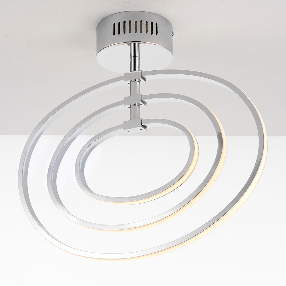 Endon Lighting 81036 Avali 1Lt Semi Flush Chrome Plate & White Acrylic