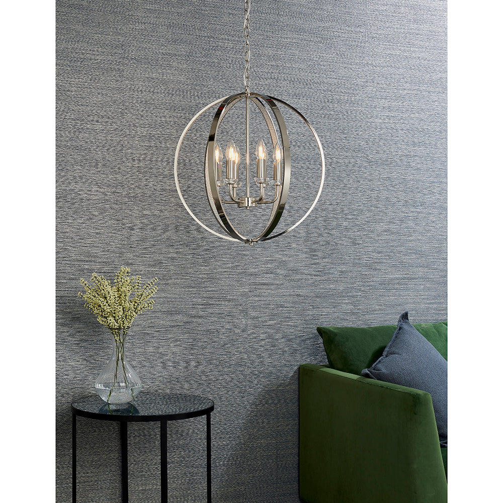 Endon Lighting 81508 Ritz 6Lt Pendant Bright Nickel Plate & Clear Faceted Acrylic