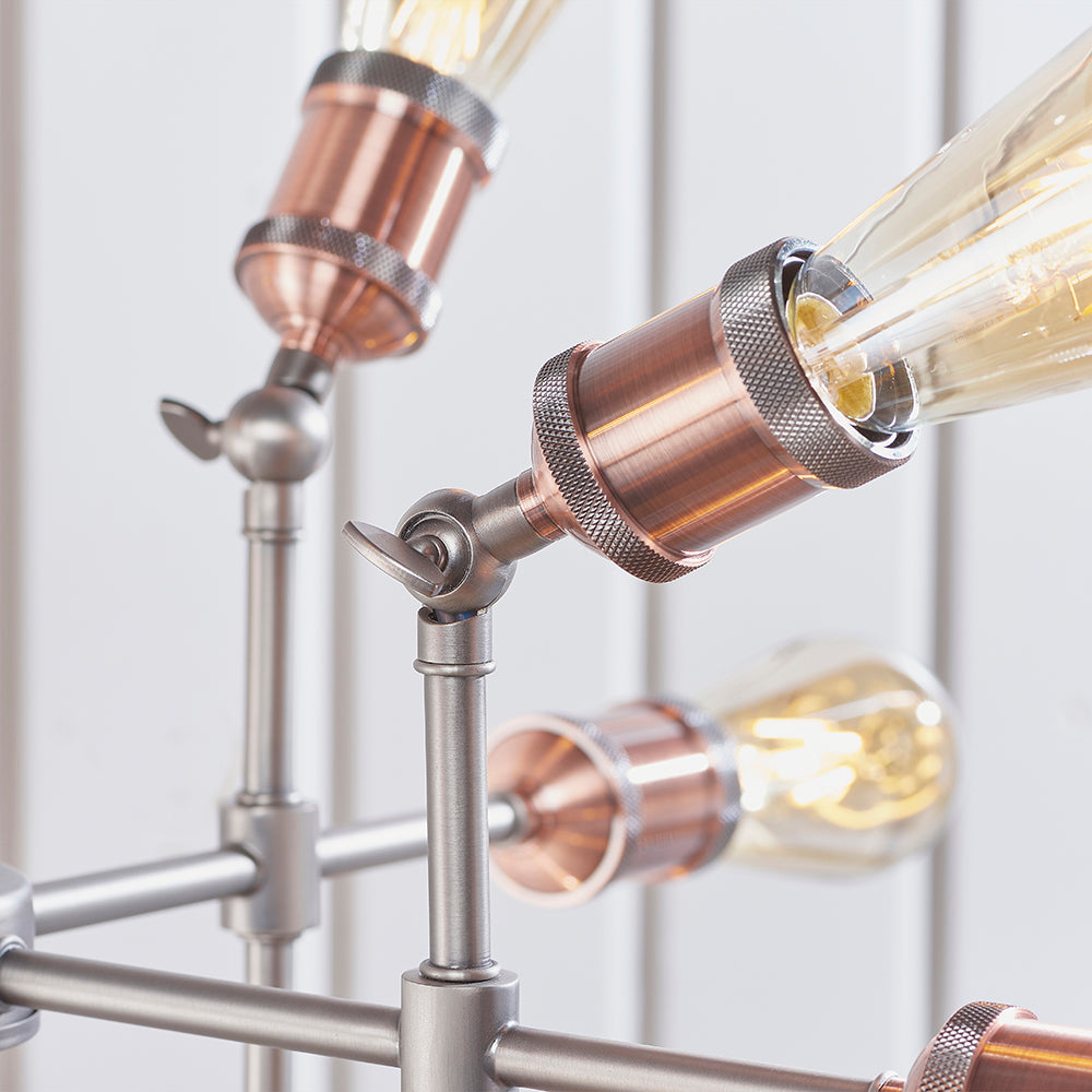 Endon Lighting 81609 Hal 12Lt Pendant Aged Copper & Aged Pewter Plate