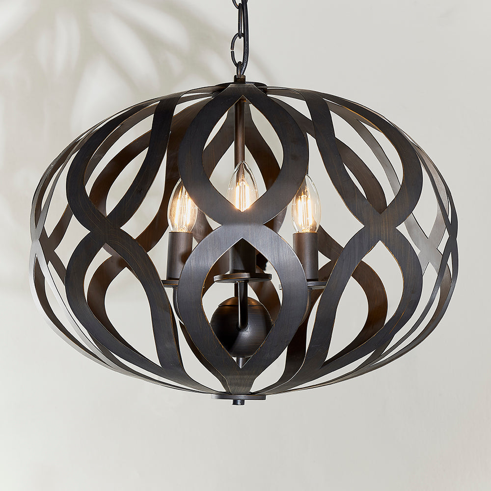 Endon Lighting 81750 Sirolo 3Lt Pendant Antique Brushed Bronze Paint