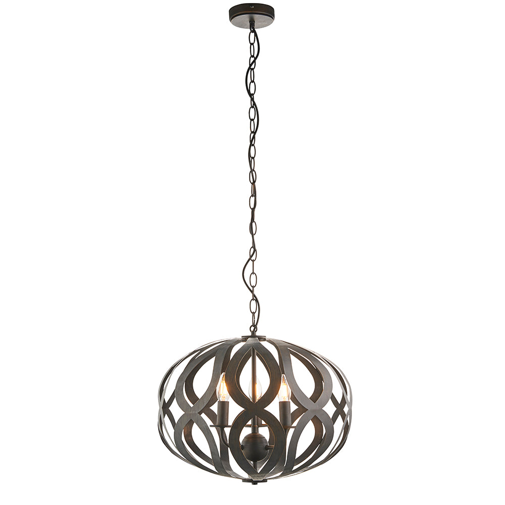 Endon Lighting 81750 Sirolo 3Lt Pendant Antique Brushed Bronze Paint