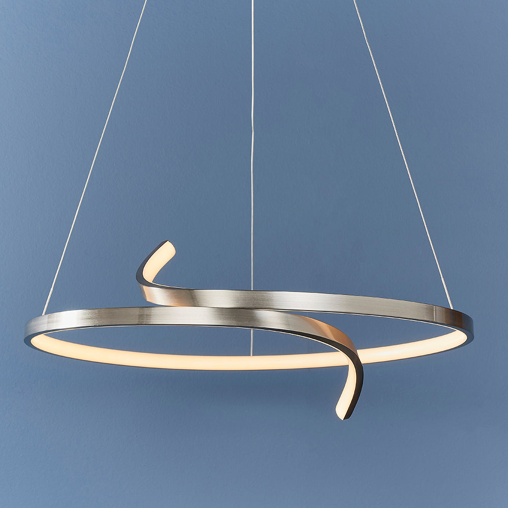 Endon Lighting 81903 Rafe 1Lt Pendant Satin Nickel Plate & White Silicone