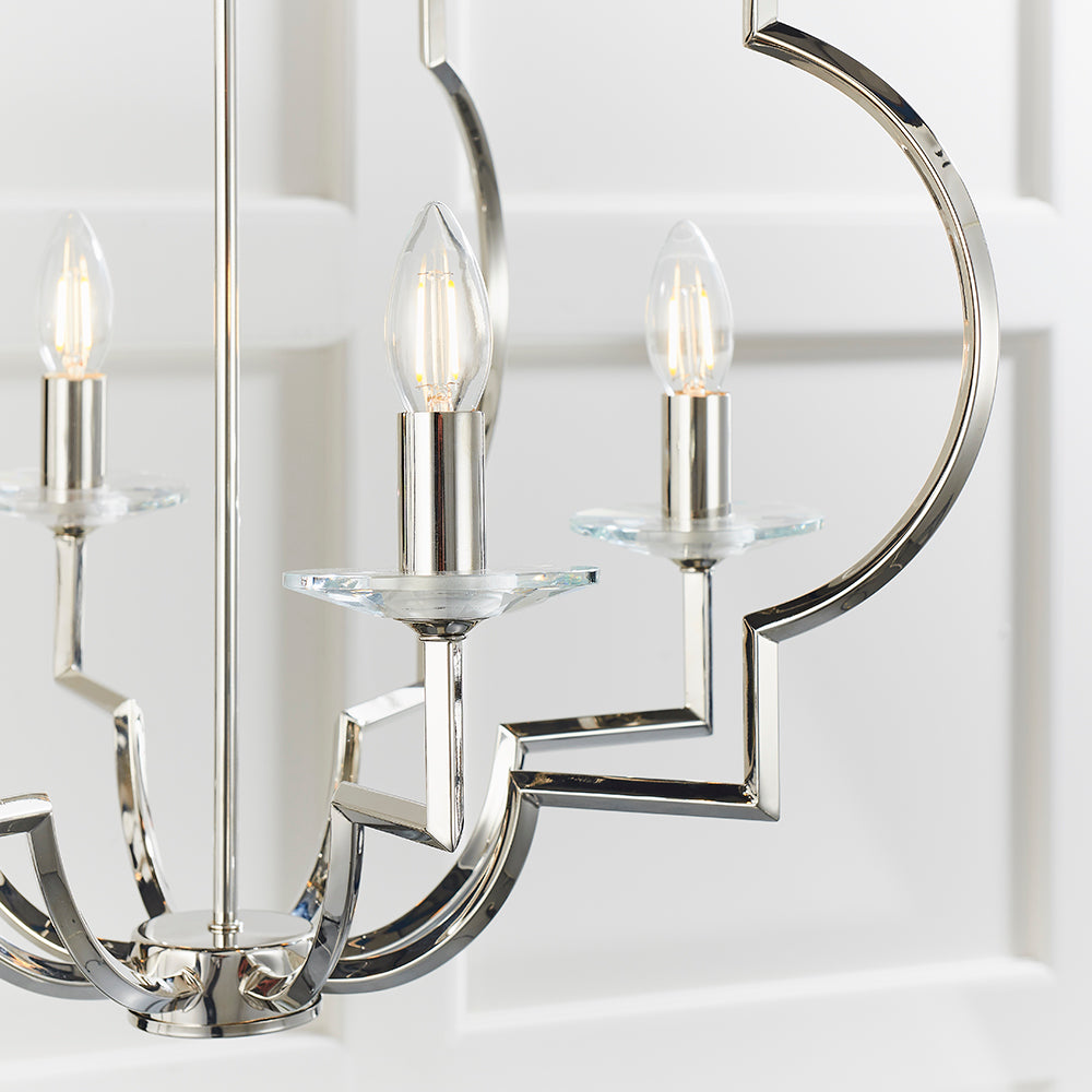 Endon Lighting 81915 Garland 4Lt Pendant Polished Nickel Plate & Clear Crystal