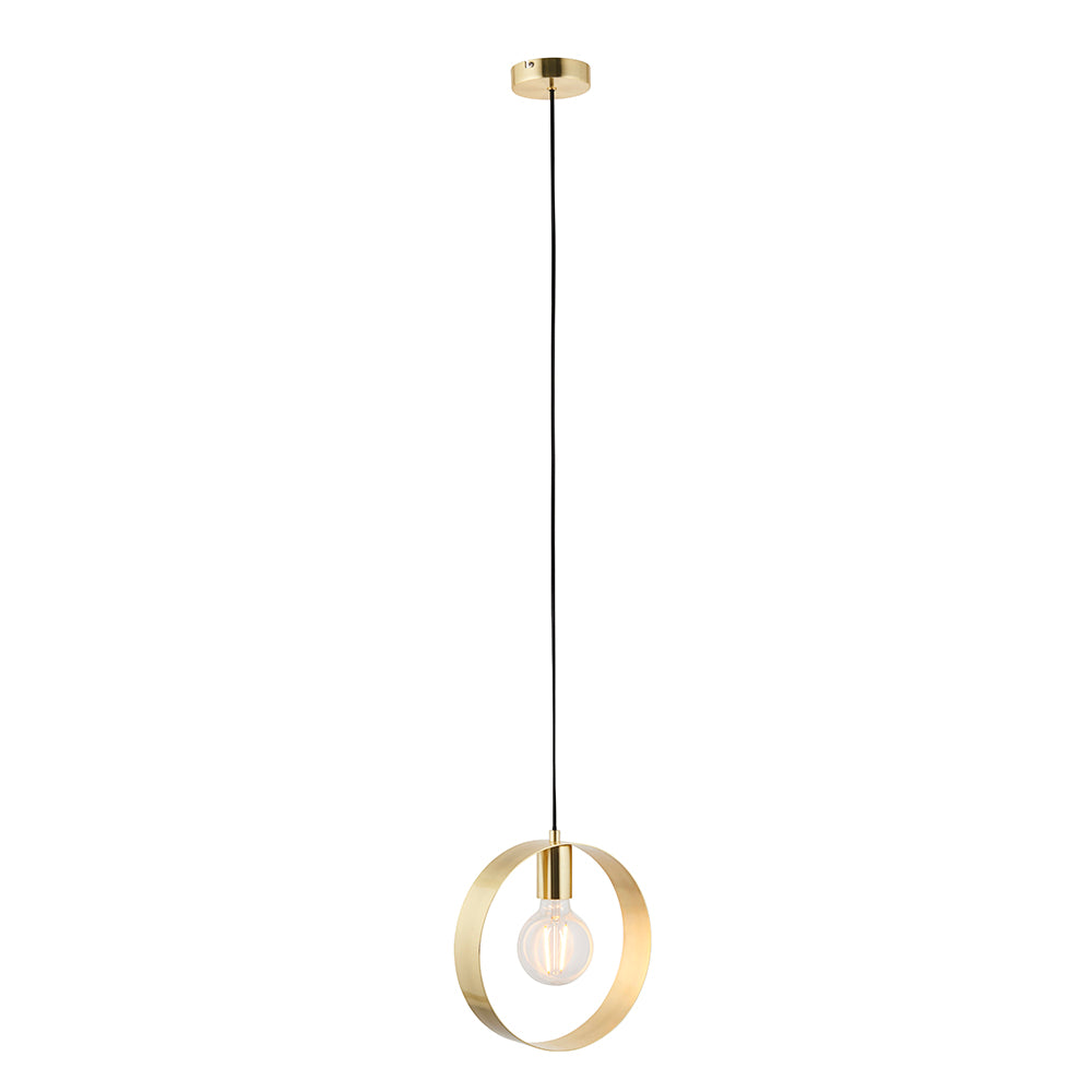 Endon Lighting 81921 Hoop 1Lt Pendant Satin Brass Plate