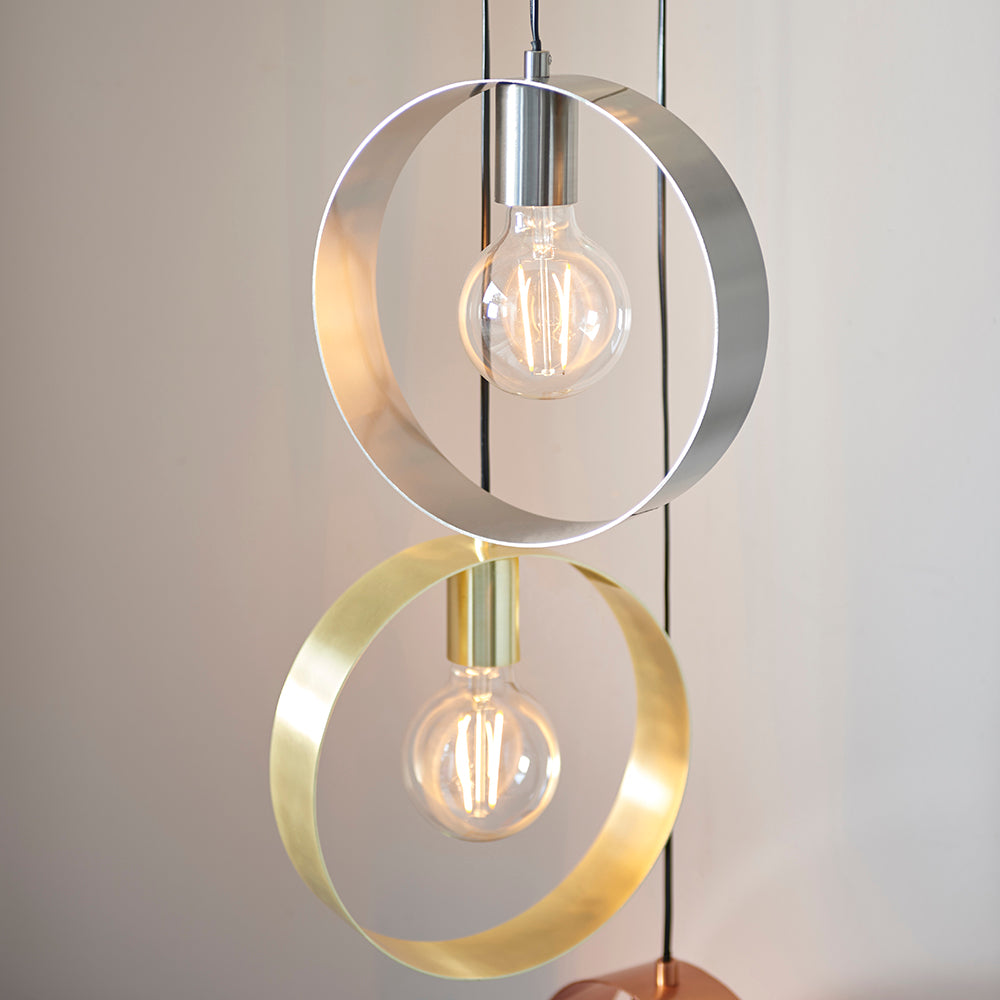 Endon Lighting 81923 Hoop 5Lt Pendant Satin Brass & Brushed Nickel Plate