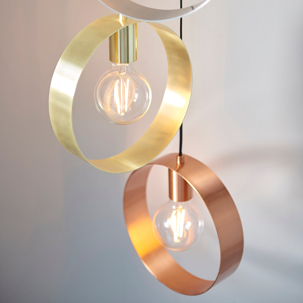 Endon Lighting 81923 Hoop 5Lt Pendant Satin Brass & Brushed Nickel Plate