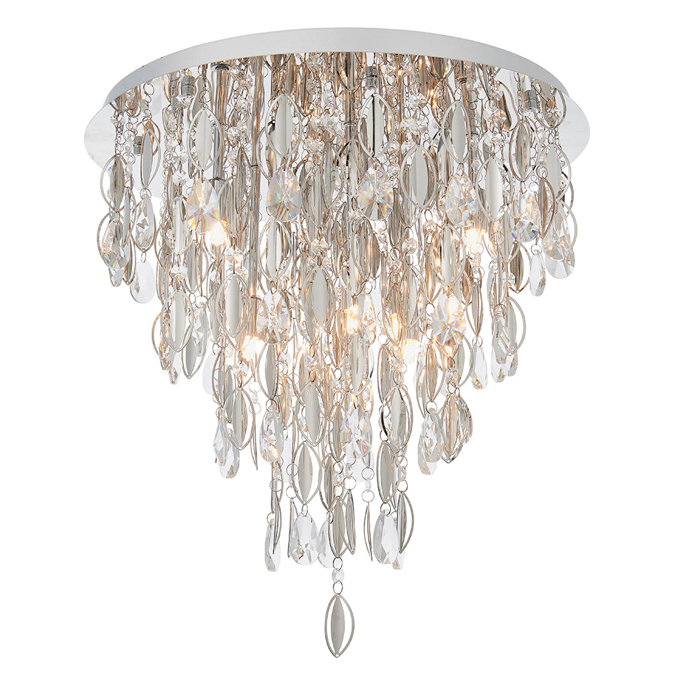 Endon Lighting 81955 Melody 6Lt Flush Chrome Plate & Clear Crystal