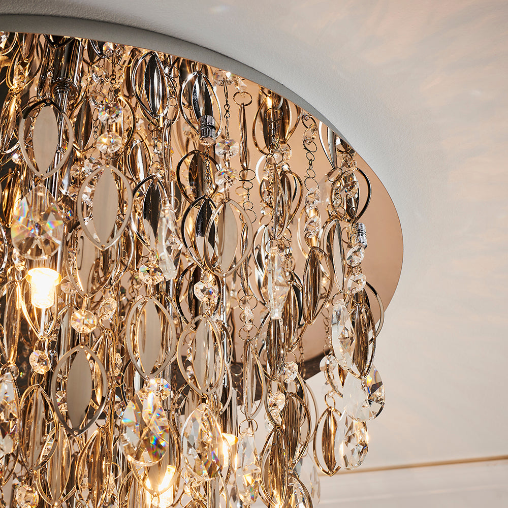 Endon Lighting 81955 Melody 6Lt Flush Chrome Plate & Clear Crystal