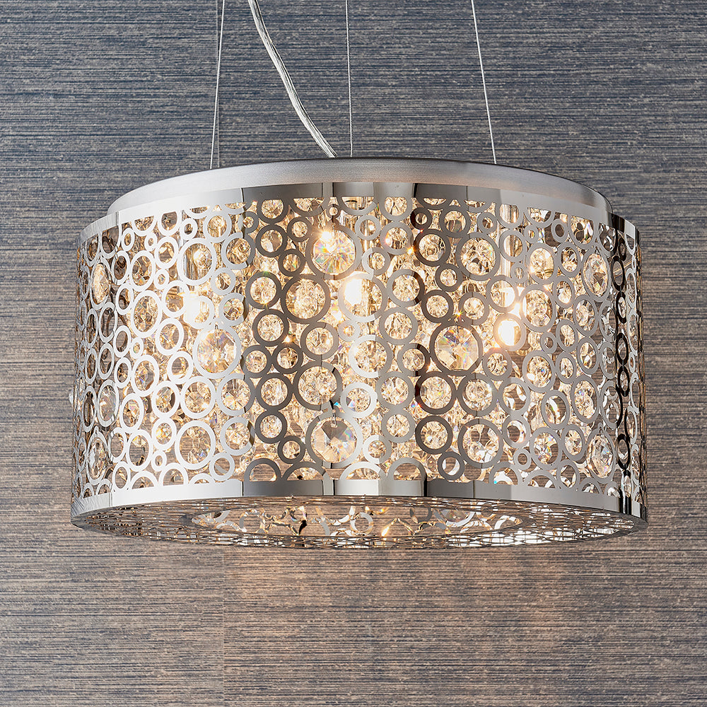 Endon Lighting 81975 Fayola 6Lt Pendant Chrome Plate & Clear Crystal