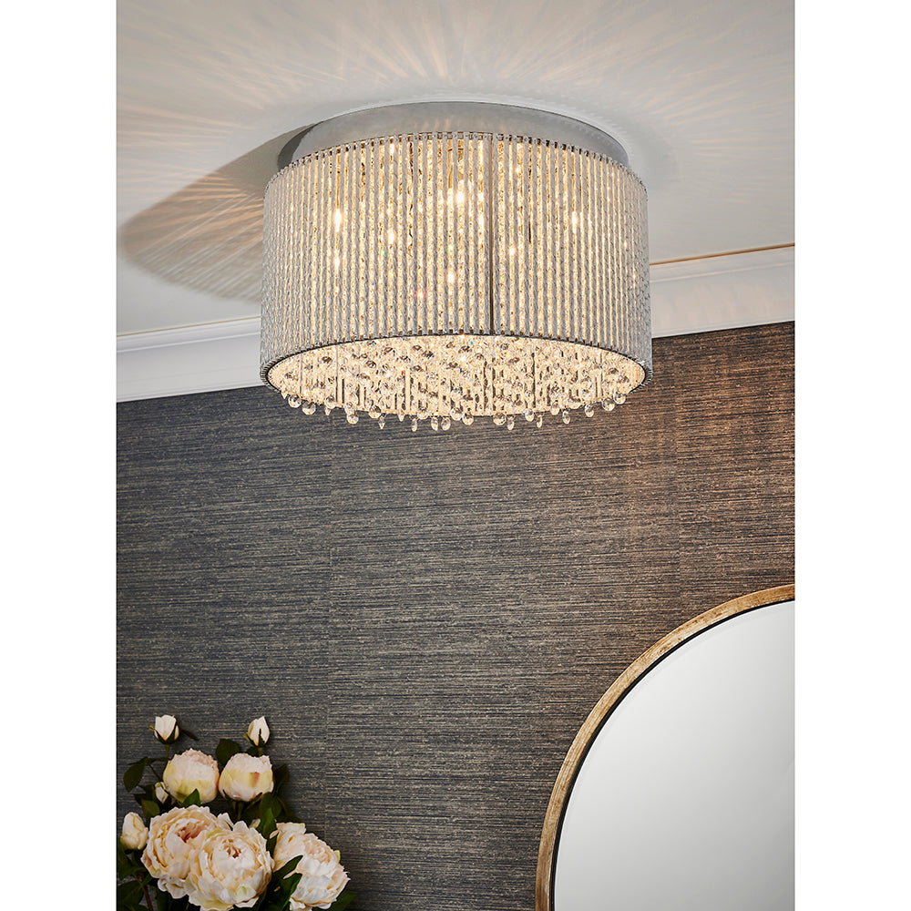Endon Lighting 81980 Galina 10Lt Flush Chrome Plate & Clear Crystal